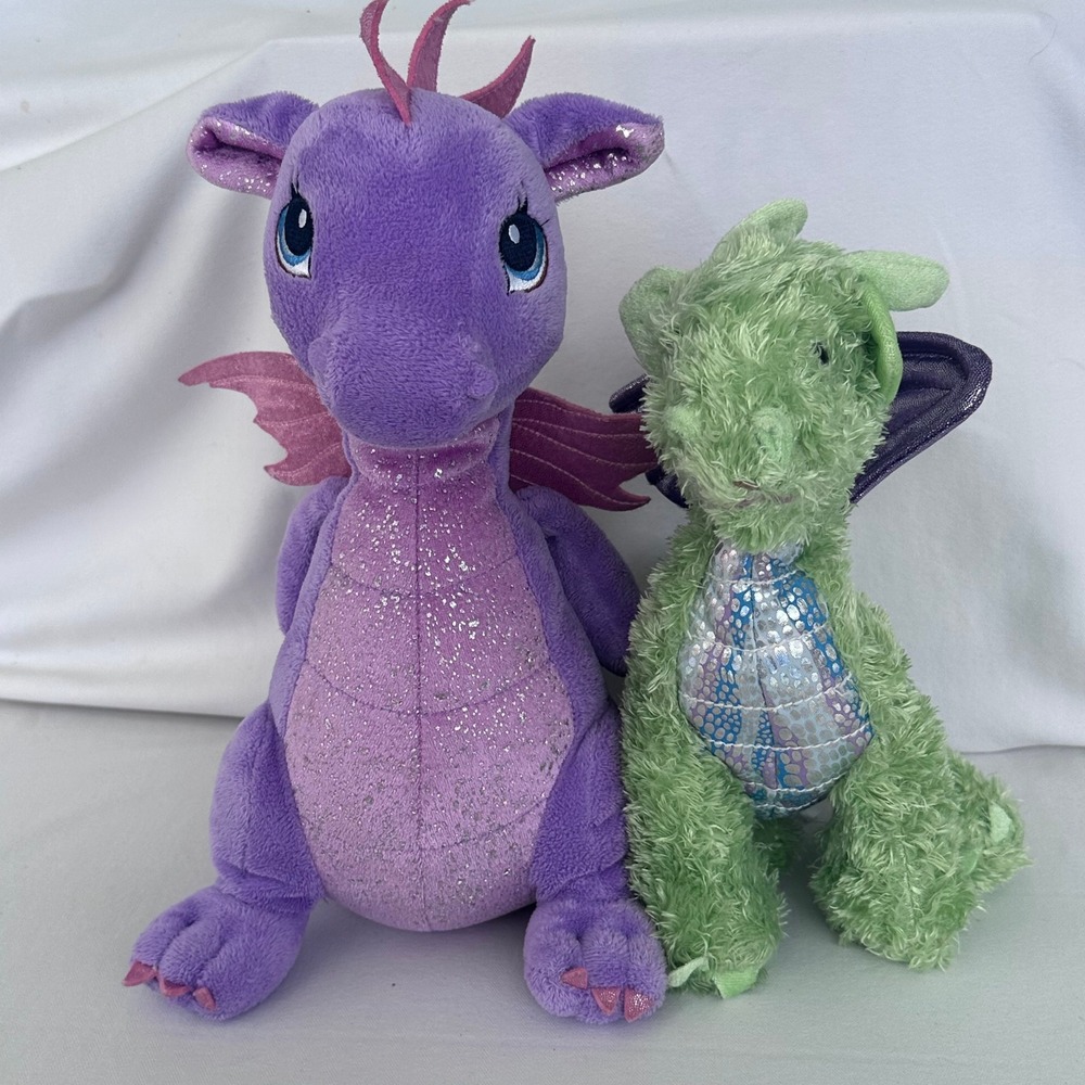 Aurora Sparkle Tales Purple Dragon & Melissa‎ Doug Green Dragon Plush Lot 2pc